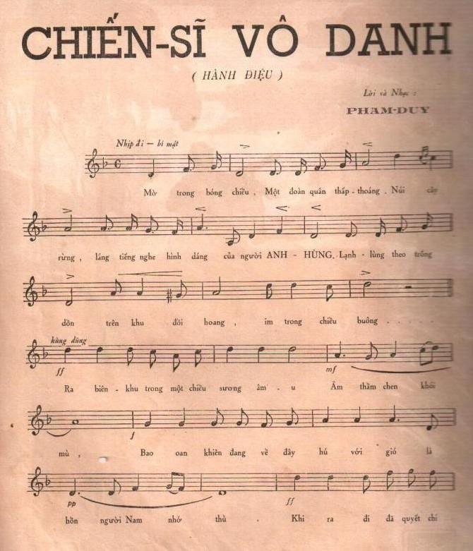 Sheet nhạc Chiến Sĩ Vô Danh